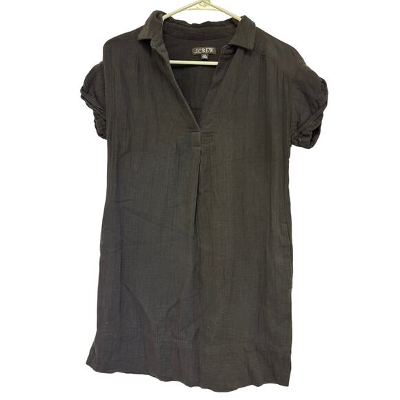 J. Crew V-neck shirt-dress in soft gauze Size XS Petite Black - Picture 3 of 6